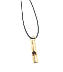 Emergency Whistle With Black Wax Rope Pendant Necklace