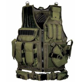 Combat-Ready Tactical Vest: Military Grade with Molle, Plate Carrier for Airsoft, SWAT, Hunting & CS Training (Color: Green)