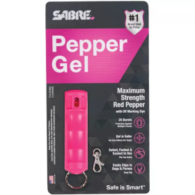 Self Defense Sabre Red Pepper Gel 15 Grams Hard Case (Color: pink)