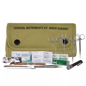 Durable Surgical Instrument Kit Packed In Trifold Canvas Case (Color: Coyote)