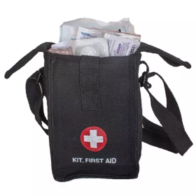 Black Open Top Canvas Case With A Platoon First Aid Kit (Color: Black)