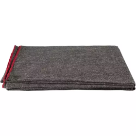 Wool Camping Blanket With Colored Whip Stitched Ends (Color: Grey)