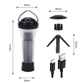 3000mAh Lantern with Magnetic Base and 5 lighting Modes (Color: 1 Set Black)