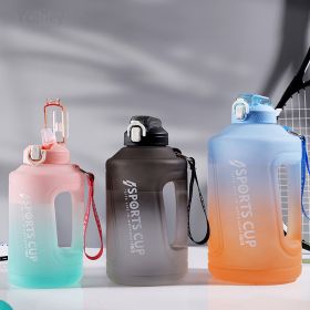 YCALLEY Sport Water Bottle with Straw and Reminder - 1500ML / 2300ML / 3800ML (Color: Pink greenish)