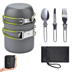 5-Piece Lightweight Camping Cookware Set with Carry Bag (Color: Green)